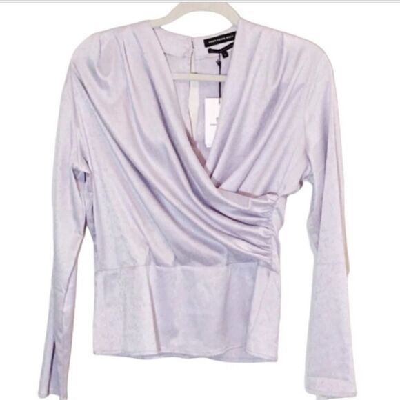 Something Navy Front Wrap Jacquard Top Purple Lilac / XXL NEW - Picture 4 of 9